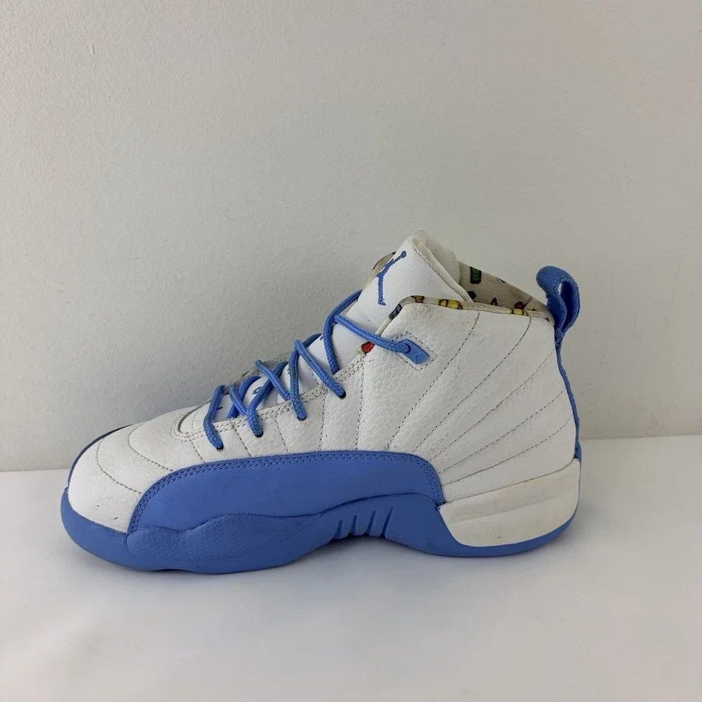 Youth Air Jordan 12 Retro GS Emoji White Blue Size 3Y Sneakers